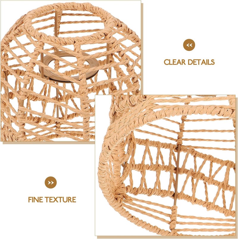 WOONEKY Woven Pendant Lamp Shade Rustic Decorative Hanging Light Cover for Chandelier and Floor Lamp, 8.5x17x20 Inch Rope Basket Lampshade for Restaurant and Home Use - Image 3