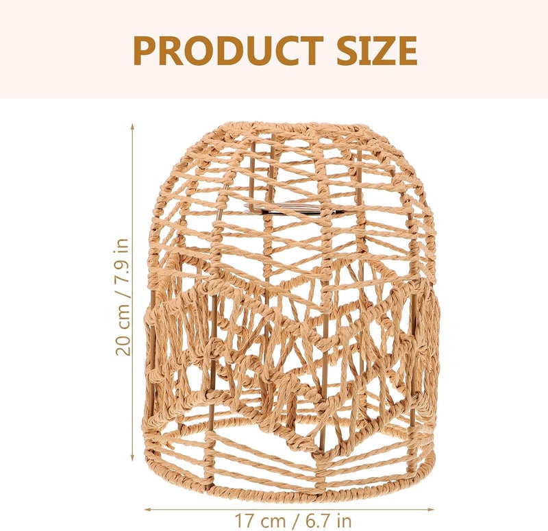 WOONEKY Woven Pendant Lamp Shade Rustic Decorative Hanging Light Cover for Chandelier and Floor Lamp, 8.5x17x20 Inch Rope Basket Lampshade for Restaurant and Home Use - Image 2