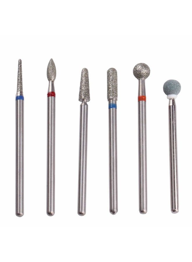MZCMSL Russian Cuticle Drill Bit Set with Case,6pcs Cuticle Remover Bits (Needle,Ball,Flame,Cylinder,Tapered),Diamond Nail Bit Stone Bit - Image 1