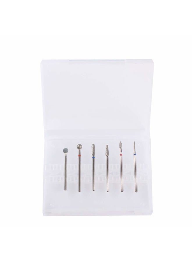 MZCMSL Russian Cuticle Drill Bit Set with Case,6pcs Cuticle Remover Bits (Needle,Ball,Flame,Cylinder,Tapered),Diamond Nail Bit Stone Bit - Image 2