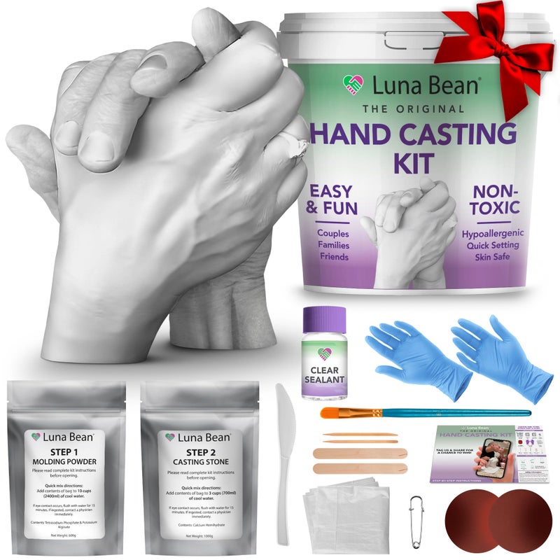 Luna Bean Hand Casting Kit - The Original Hand Mold Kit for Couples - Christmas Gifts for Women, Bridal Shower, Wedding, Engagement Gifts Her Him Anniversary Men Mom Wife Husband Boyfriend Girlfriend - Image 1