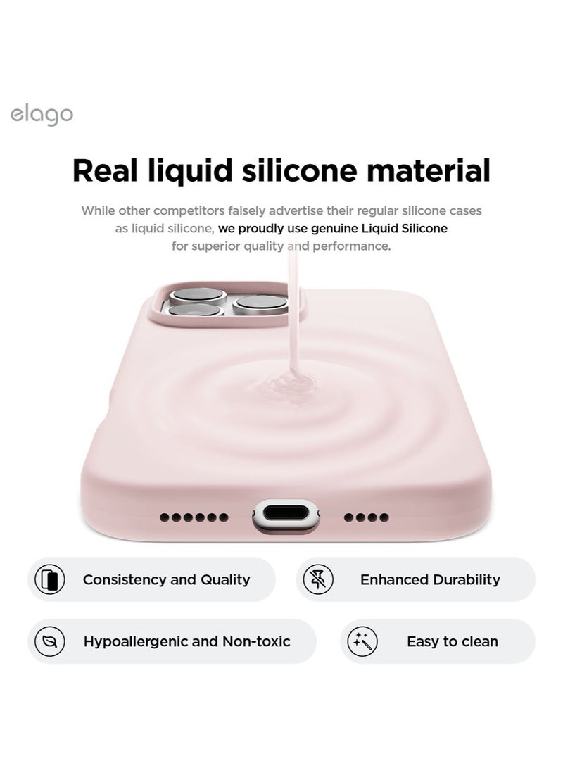 Elago Liquid Silicone for iPhone 16 Pro MAX Case Cover Full Body Protection, Shockproof, Slim, Anti-Scratch Soft Microfiber Lining - Lovely Pink - Image 3