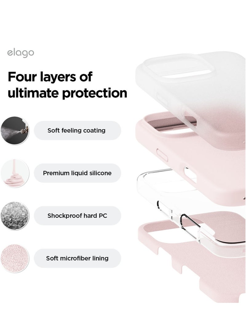 Elago Liquid Silicone for iPhone 16 Pro MAX Case Cover Full Body Protection, Shockproof, Slim, Anti-Scratch Soft Microfiber Lining - Lovely Pink - Image 4