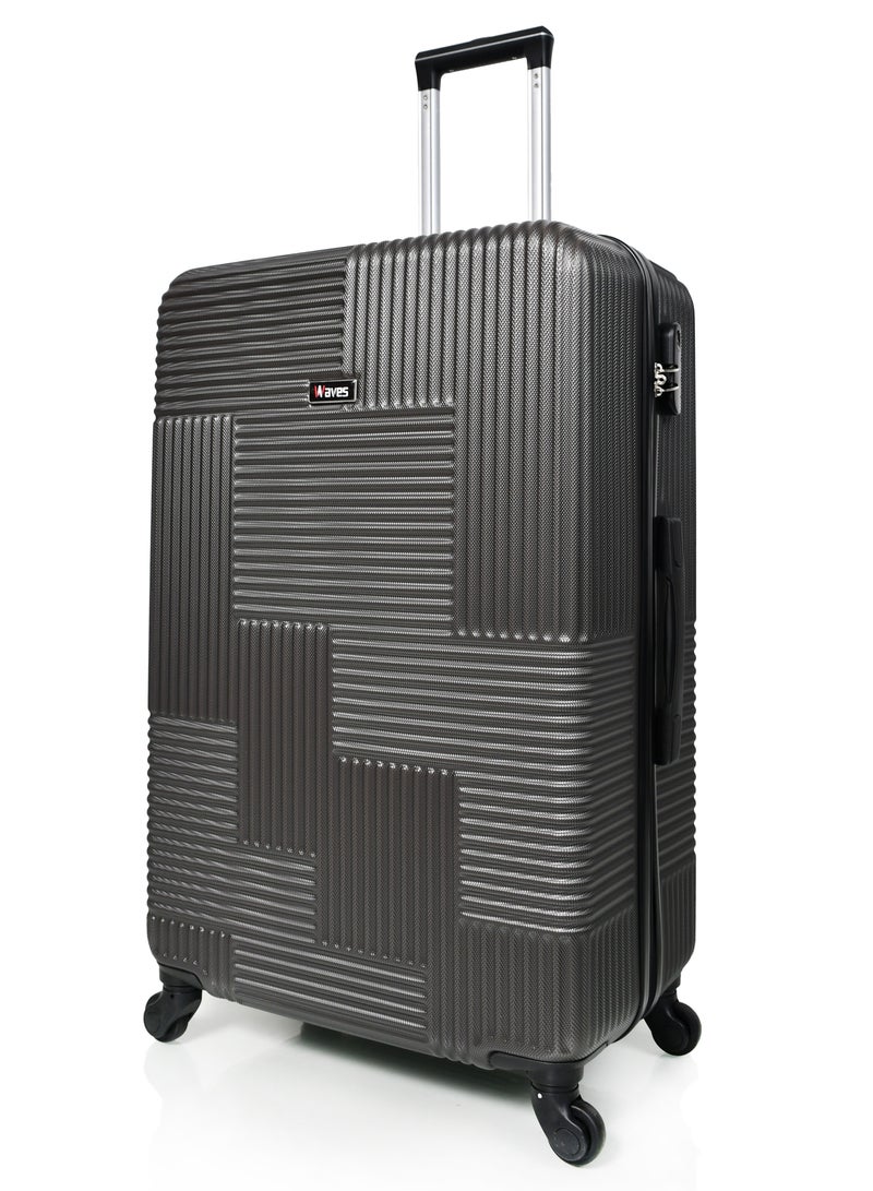WAVES Hard-Side Luggage Set for Unisex Lightweight 4 Double Wheeled Suitcase with Built-In Type Lock (Set of 3 Pcs,Grey ) - Image 4