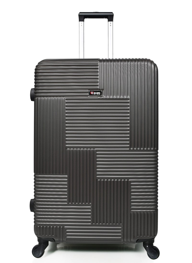 WAVES Hard-Side Luggage Set for Unisex Lightweight 4 Double Wheeled Suitcase with Built-In Type Lock (Set of 3 Pcs,Grey ) - Image 5