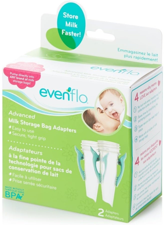Evenflo Feeding Advanced Breast Milk Storage Bag Adapters for Breast Pumps (Pack of 2) - Image 2