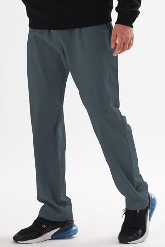 AIRIKE Mens Sweat Pants, with Pockets Outdoor Lightweight Breathable Quick Dry Athletic Jogging Hiking Pants with Elastic Waist Navy - Image 2