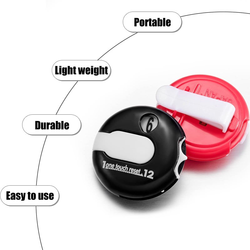 Fiada 3 Pcs 1.2 Inch Golf Score Counter for Women Mini Golf Stroke Counter Scoring Keeper up to 12 Shot to Scorekeeper Glove in(Black, Red, White) - Image 4