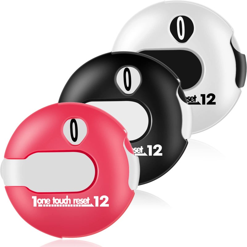 Fiada 3 Pcs 1.2 Inch Golf Score Counter for Women Mini Golf Stroke Counter Scoring Keeper up to 12 Shot to Scorekeeper Glove in(Black, Red, White) - Image 1