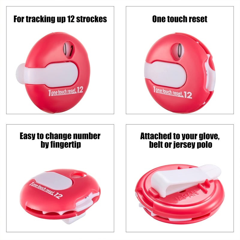 Fiada 3 Pcs 1.2 Inch Golf Score Counter for Women Mini Golf Stroke Counter Scoring Keeper up to 12 Shot to Scorekeeper Glove in(Black, Red, White) - Image 5