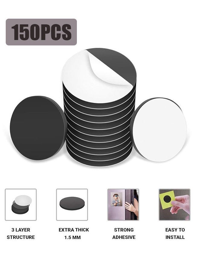 150 Pcs Round Magnets with Adhesive Backing Flexible Self Adhesive Magnets for Crafts Small Sticky Magnetic Dots for Hanging Light Objects DIY School Office Home - Image 1