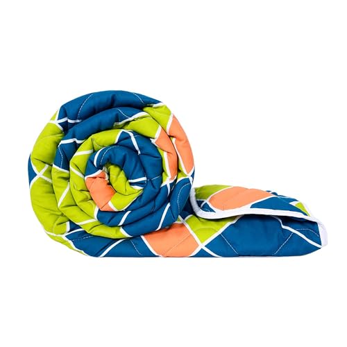 Divine Casa Reversible Microfiber Single Bed Comforter | 120 GSM Lightweight Quilt | Dual-Sided Cozy Blanket for All Seasons | Size 230 X 140 CM | Geometric | Sky Olive - Image 1