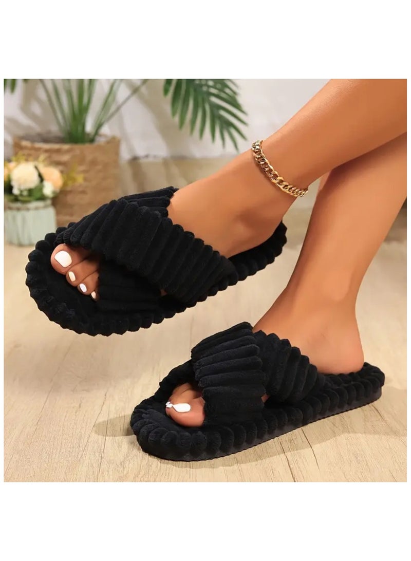 Women House Bedroom Slippers Women Indoor And Outdoor Slides Winter Slippers For Ladies  - Image 2