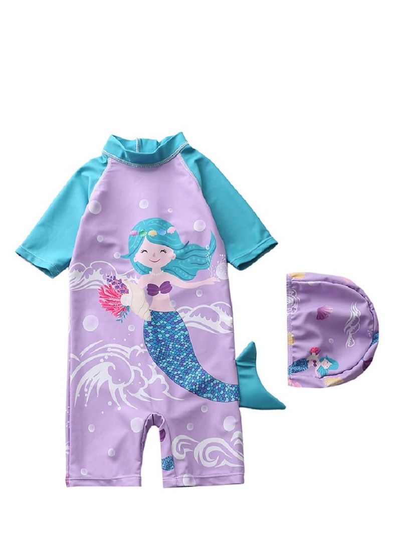 Y&D 2 piece children's swimsuit girl baby one piece surfing suit baby swimming pool girl swimsuit 80-90 cm - Image 1