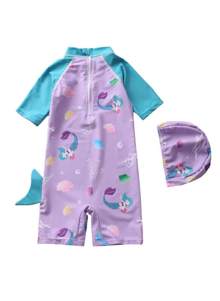 Y&D 2 piece children's swimsuit girl baby one piece surfing suit baby swimming pool girl swimsuit 80-90 cm - Image 2