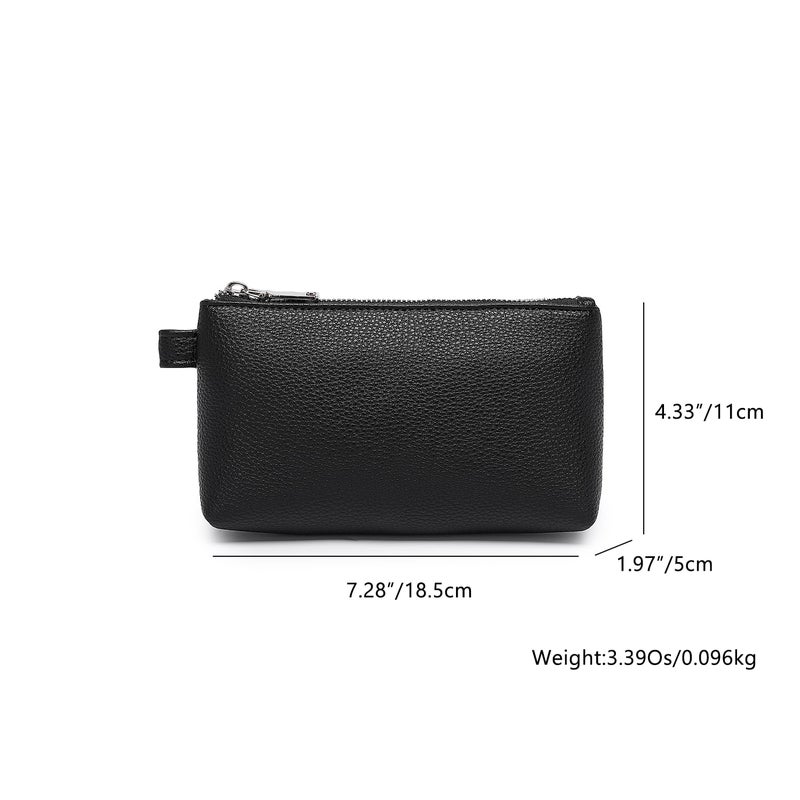 YONBEN PU Leather Makeup Simple and Convenient Handbag Small Exquisite Storage Bag (Pu/Black) - Image 2