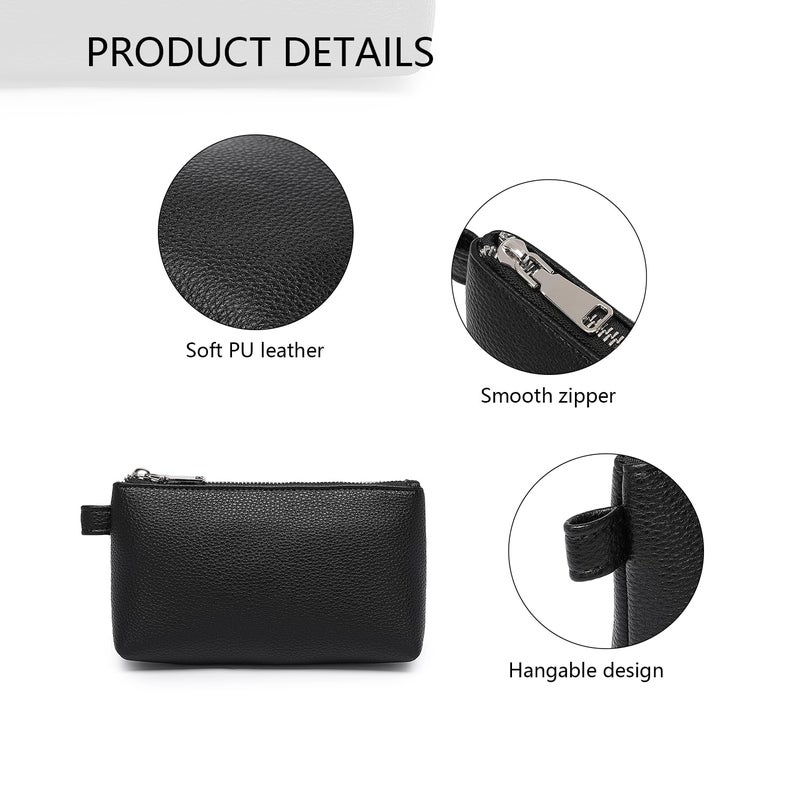 YONBEN PU Leather Makeup Simple and Convenient Handbag Small Exquisite Storage Bag (Pu/Black) - Image 3