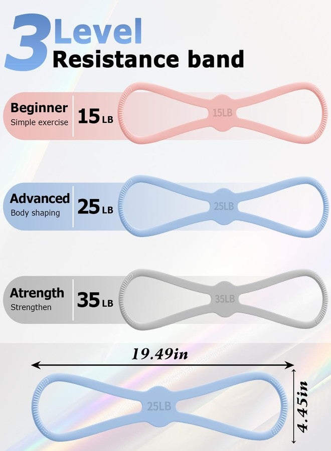 DAWZMR 3 PCS Figure 8 Resistance Bands for Women, 15 Lbs & 25 Lbs & 35 Lbs Keep Resistance Band for Arm with Non-Slip Handles - Image 2