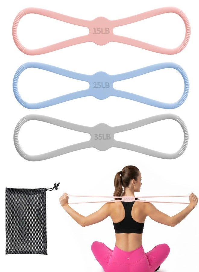 DAWZMR 3 PCS Figure 8 Resistance Bands for Women, 15 Lbs & 25 Lbs & 35 Lbs Keep Resistance Band for Arm with Non-Slip Handles - Image 1