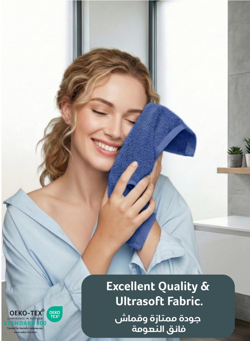 Cotton Home Premium Cotton Towel 30x30cm Face Towel 600 GSM Quick Dry Highly Absorbent Thick Bathroom SoftTowels for Bath And Spa Lightweight, Quick Dry and Durable Royal Blue - Image 3