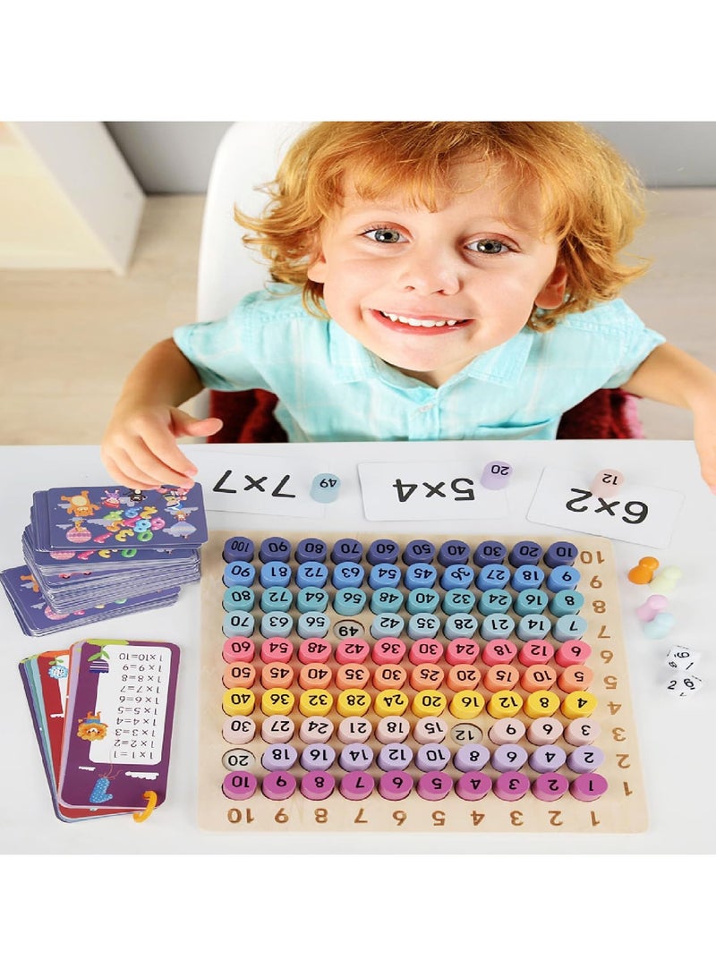 Wooden Math Set Multiplication Board Game with Flash Learning Card, Early Learning Math Tool Manipulatives Preschool Blocks Board for Boys and Girls for Ages +3  - Image 3