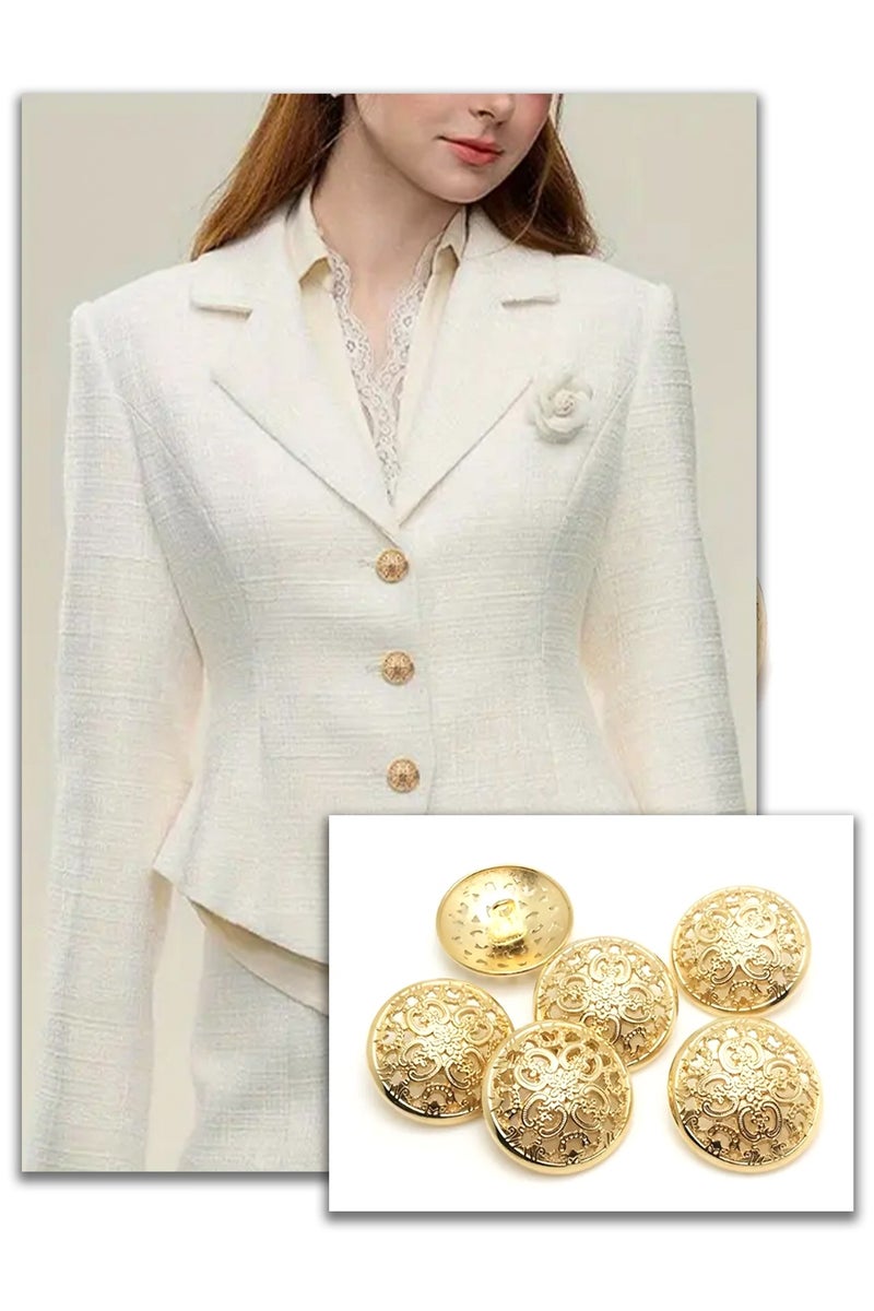 Gold Filigree Metal Buttons - 24L (15mm) - Pack of 20 - Decorative & Fashion Buttons - Image 1