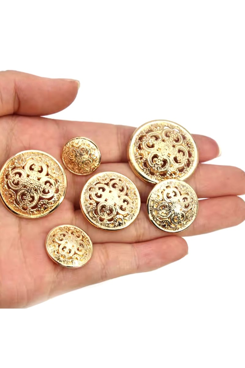 Gold Filigree Metal Buttons - 24L (15mm) - Pack of 20 - Decorative & Fashion Buttons - Image 2