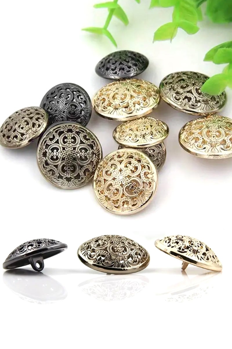 Gold Filigree Metal Buttons - 24L (15mm) - Pack of 20 - Decorative & Fashion Buttons - Image 3