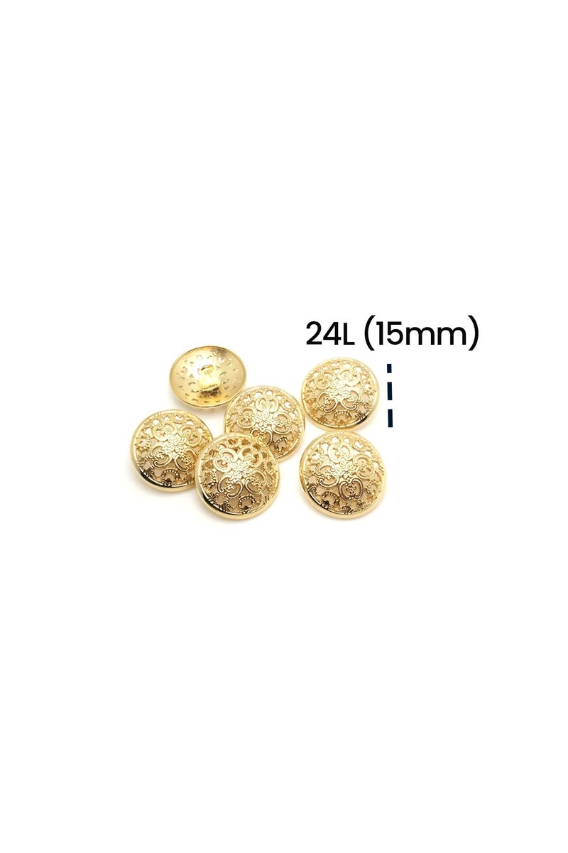 Gold Filigree Metal Buttons - 24L (15mm) - Pack of 20 - Decorative & Fashion Buttons - Image 5