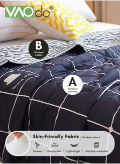 VAOdo Queen Size Quilt  Overall washable Soft Blanket  Washed Cotton Material Bed Quilt Soft and Breathable Lightweight for Spring Summer Autumn Air-conditioned Room Summer Quilt  - Image 5