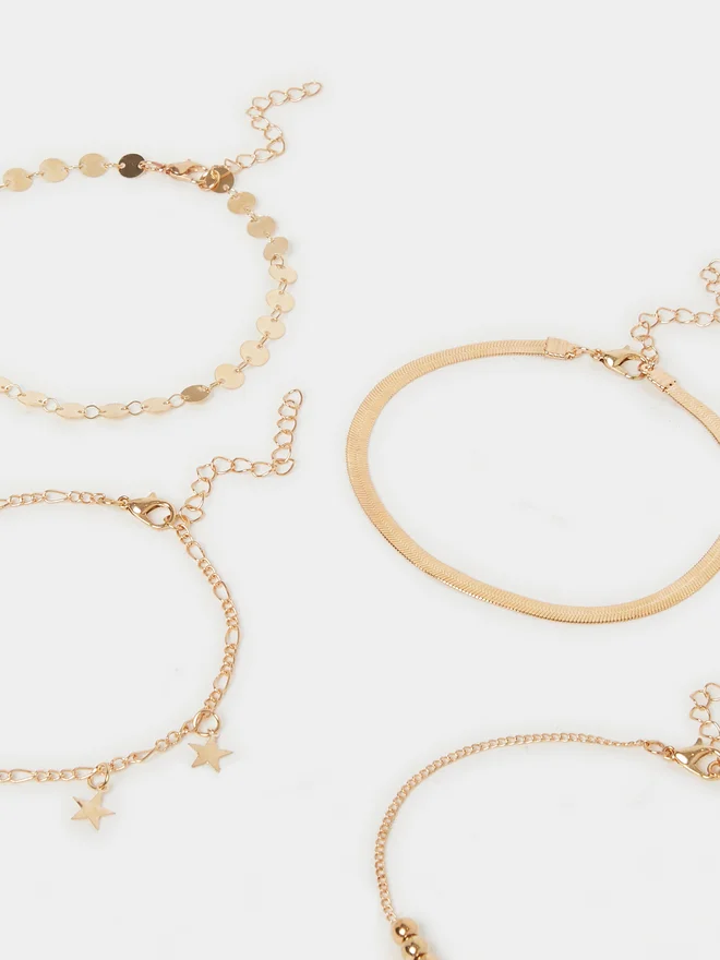 Styli Styli Set of 5 - Multi Design Anklet with Lobster Clasp