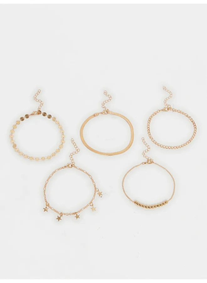 ستايلي Styli Set of 5 - Multi Design Anklet with Lobster Clasp