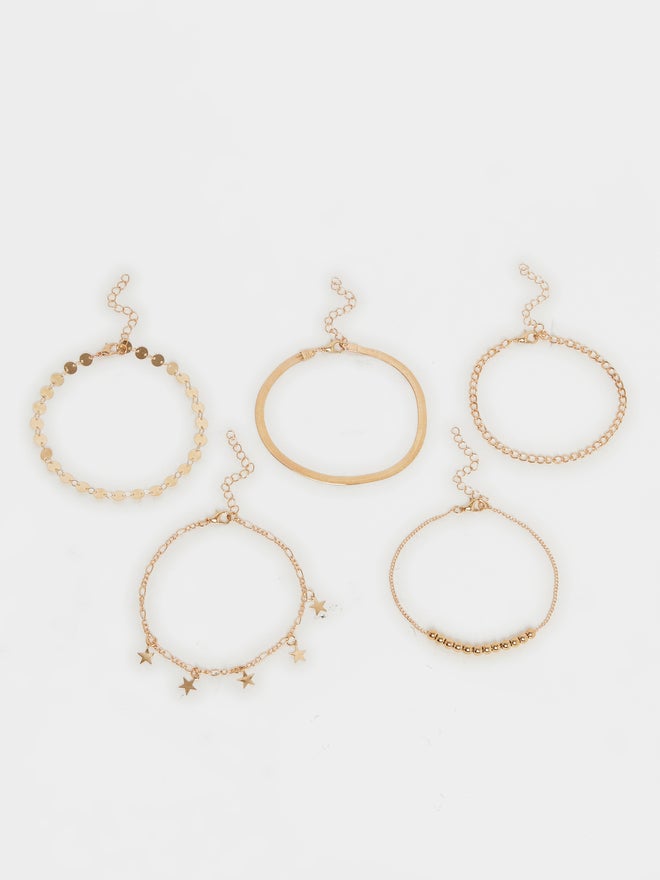 Styli Styli Set of 5 - Multi Design Anklet with Lobster Clasp  - Image 1