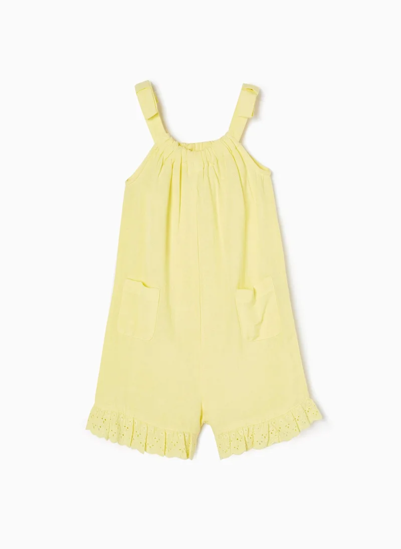 Zippy Strappy Jumpsuit with Broderie Anglaise for Girls