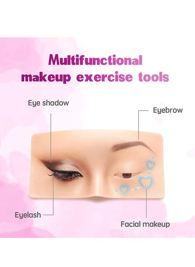 Makeup Practice Face Board 3D Realistic Pad with Brushes for Artist Practice, Eyeshadow Eyeliner Eyebrow Lash mapping Skin Eye Make up Model (Yellow) - Image 4