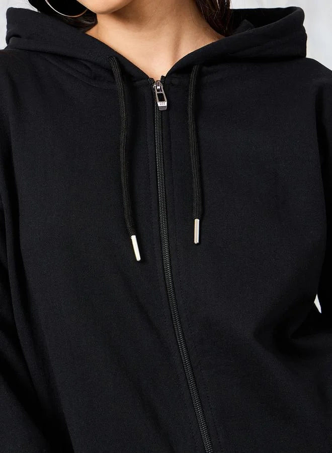 Styli Oversized Zip Through Longline Hoodie