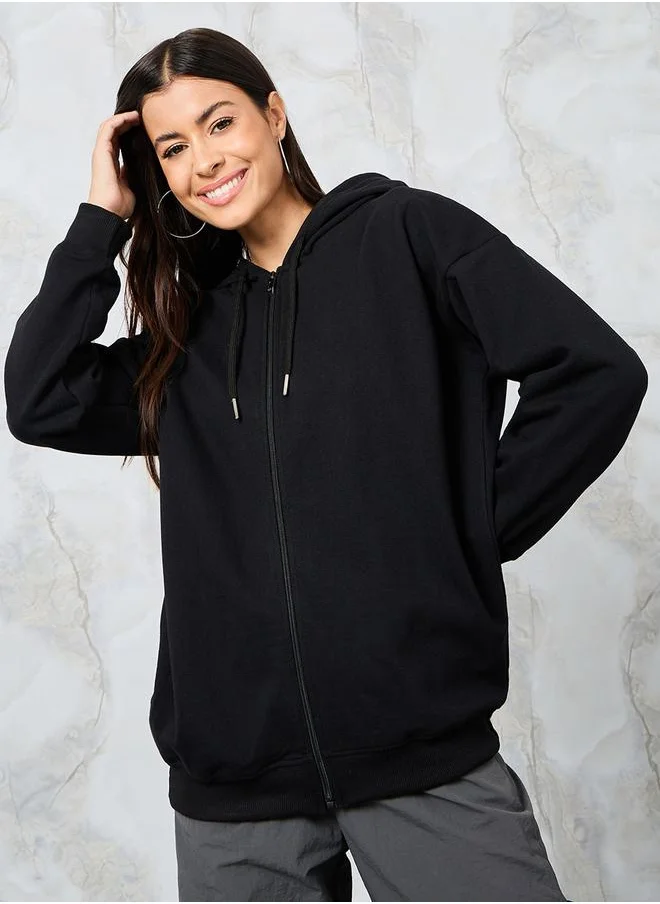 ستايلي Oversized Zip Through Longline Hoodie
