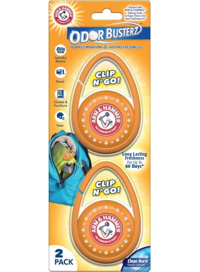 Arm & Hammer Arm and Hammer Deodorizer Clip N Go Odor Eliminator Portable Freshener 2 Count - Image 1