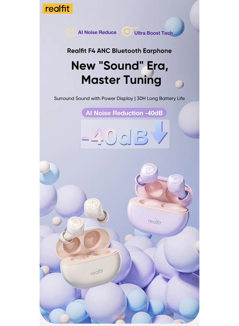 Realfit F4 Mini ANC Bluetooth Earphones 40dB Active Noice Cancellation HIFI Heavy Bass Wireless Earbuds for realme xiaomi - Image 5