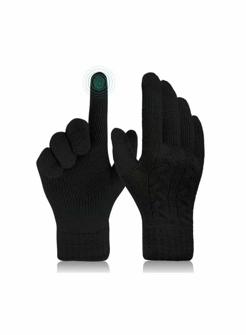 Women Touch Screen Gloves - Winter Warm Gloves Touchscreen Mittens Thermal Fleece Lined Knitted Gloves for Outdoor - Image 1