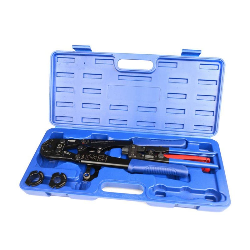 iCrimp F1807 PEX Crimper Copper Pipe Crimping Tool Kit with 38 12 34 1 Quick Change Jaws PEX Tubing Cutter GoNoGo Gauge Copper Ring PEX Removal Tool Included