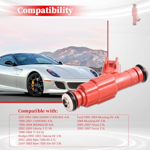 BIGREAT 0280156161 6PCS Fuel Injector Compatible with Jeep Grand Cherokee Laredo L6 99-04 Compatible with Dodge Dakota Ram 1500 2500 Van 00-03 Compatible with Mustang Mercury Mariner 99-04 - Image 4