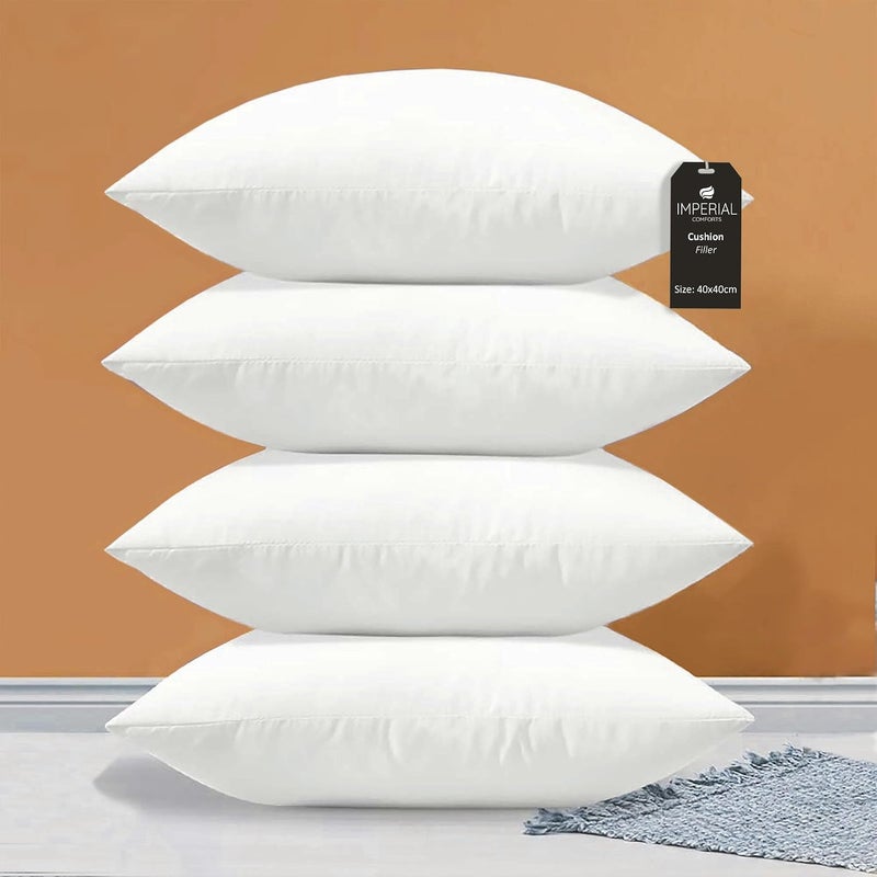 Imperial Comforts Sofa and Bed Pillow Inserts (4-Pack, White) - 16 x 16 Inches Indoor Cushion Inserts - Decorative and Comfortable Throw Pillow Set (4, 40x40 cm) - Image 1