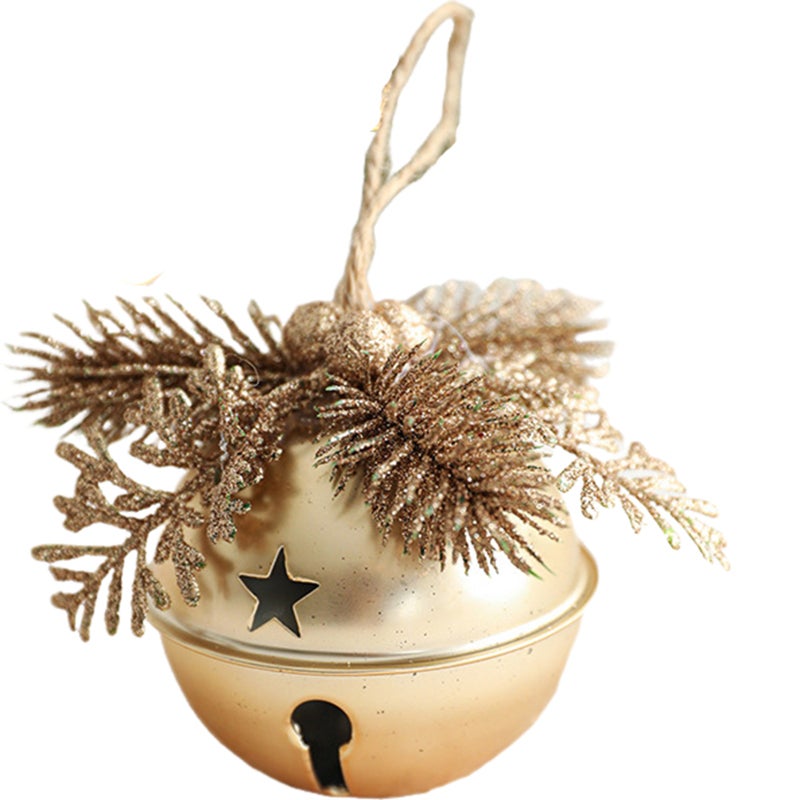 Christmas bells, metal bells, Christmas tree decorations, hemp rope hanging ornaments, classic hazelnut shapes - Image 1
