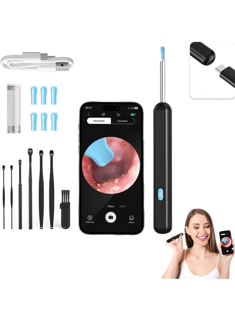 YelaJoy Ear Wax Removal, 2000w HD camera,  Wi-Fi Visible Wax Elimination Spoon, Earwax Remover Tool with 8 Pcs Ear Set and 6 soft silicone ear spoons, Earwax Removal Kit with Light , Ear Cleaner for iOS & Android (Black 7-Piece Set) - Image 1