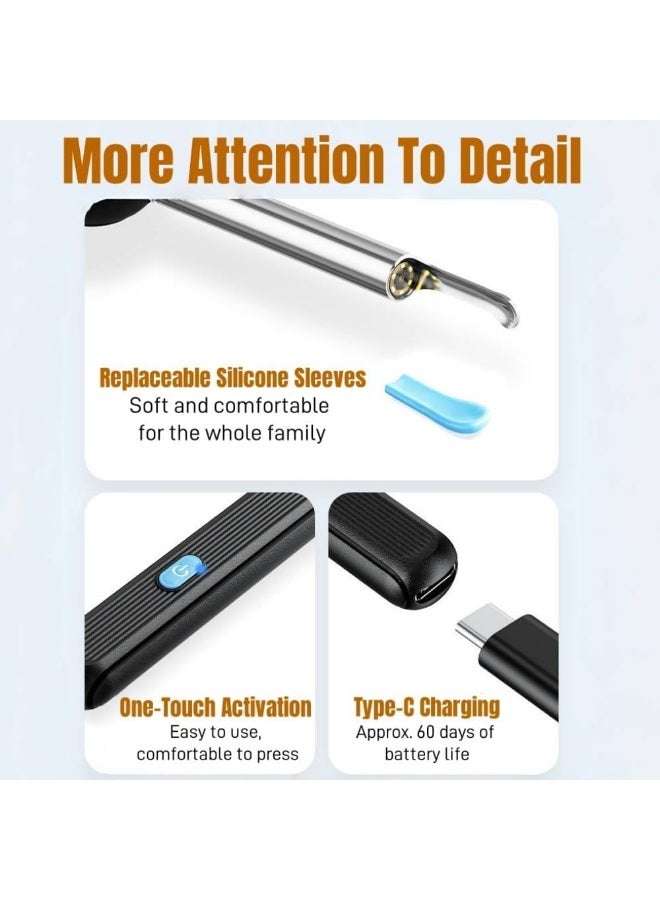 YelaJoy Ear Wax Removal, 2000w HD camera,  Wi-Fi Visible Wax Elimination Spoon, Earwax Remover Tool with 8 Pcs Ear Set and 6 soft silicone ear spoons, Earwax Removal Kit with Light , Ear Cleaner for iOS & Android (Black 7-Piece Set) - Image 4