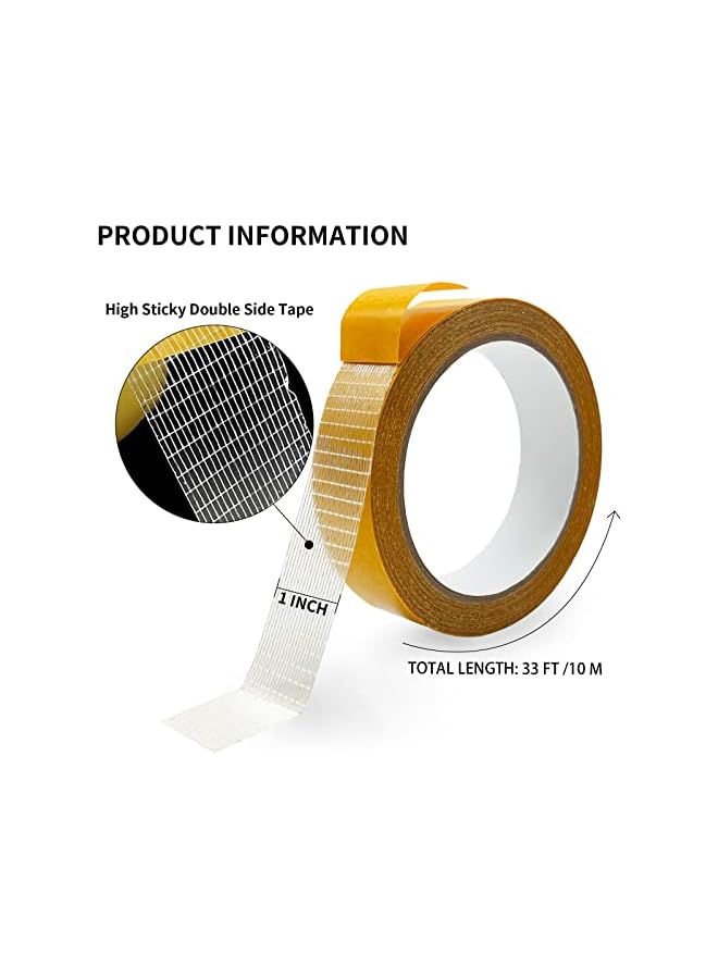 PROMASS promass Fabric Tape Multifunctional Double Sided Tape,Clear Tape for Clothes,Double Stick Carpet Tape Heavy Duty 1inchx33FT10m High Stickness Strong 2 Sided Tape  - Image 2