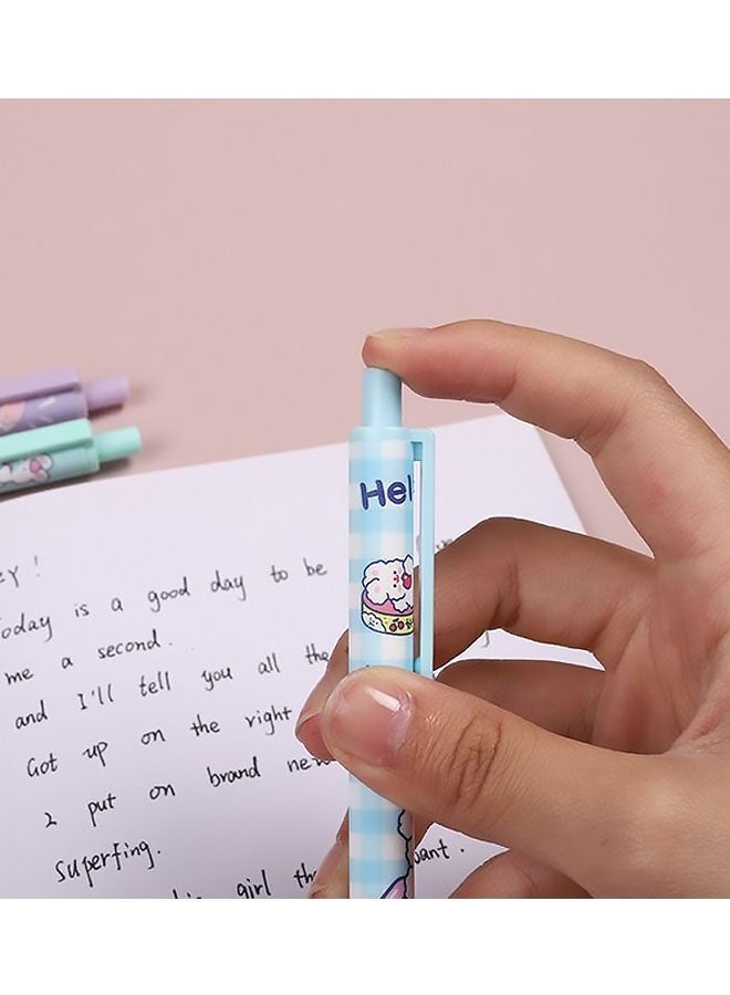 6 Pieces Gel Ink Pens Retractable Gel Pens Black Ink 0.5 mm Pens Fun Space Aesthetic Pens for Office School Kids Writing Journal Supplies Cute Pressing Gel Pens Cartoon Rabbit - Image 2