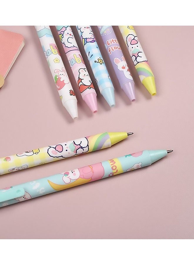 6 Pieces Gel Ink Pens Retractable Gel Pens Black Ink 0.5 mm Pens Fun Space Aesthetic Pens for Office School Kids Writing Journal Supplies Cute Pressing Gel Pens Cartoon Rabbit - Image 4