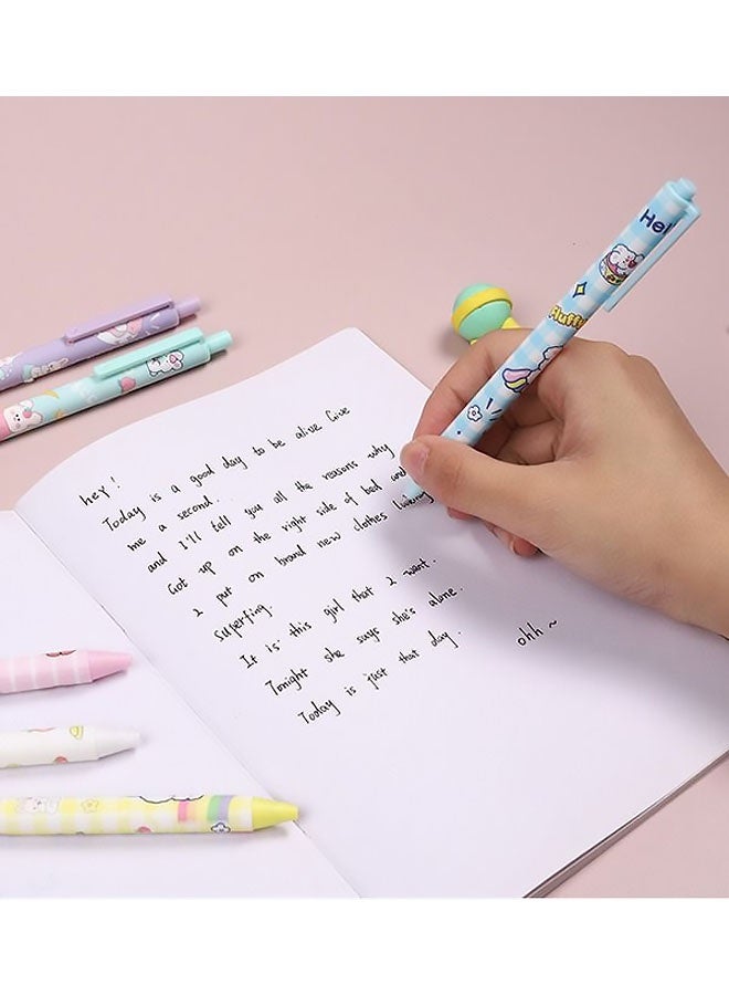 6 Pieces Gel Ink Pens Retractable Gel Pens Black Ink 0.5 mm Pens Fun Space Aesthetic Pens for Office School Kids Writing Journal Supplies Cute Pressing Gel Pens Cartoon Rabbit - Image 3